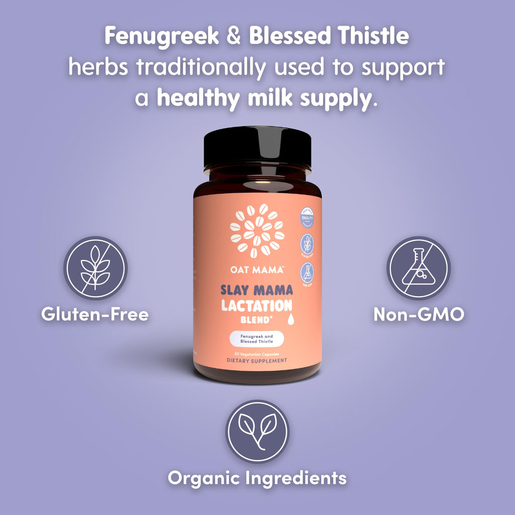 OAT MAMA Organic Lactation Supplement Blessed Thistle & Fenugreek - 60 Capsules - image 2