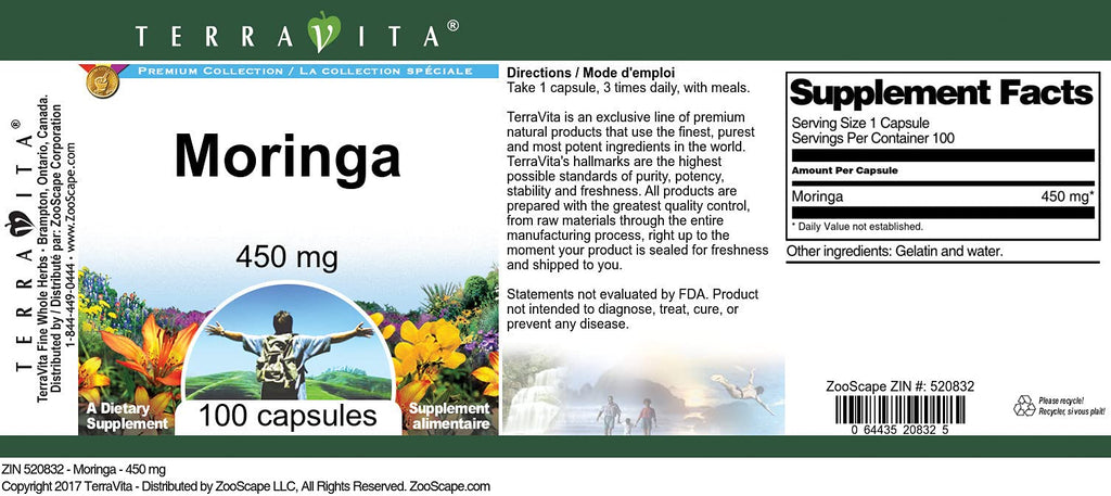 Terravita Moringa 450 mg - 100 Capsules - image 2