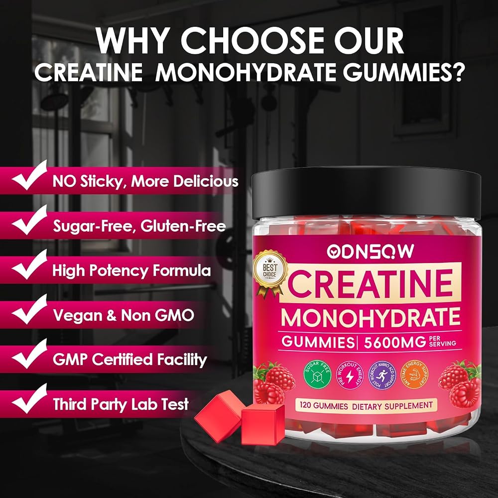 ODNSQW Creatine Monohydrate Gummies for Muscle Strength - 120 Count - image 6