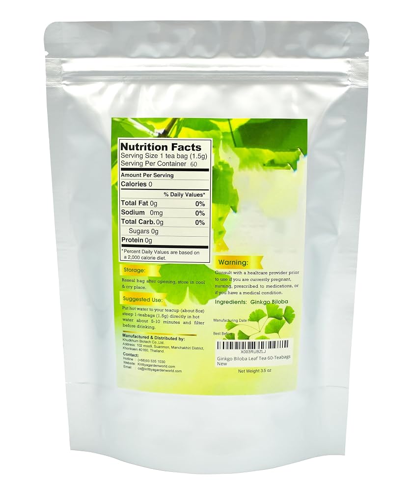 Krittiya Garden Ginkgo Biloba Leaf Tea - 60 Teabags - image 2