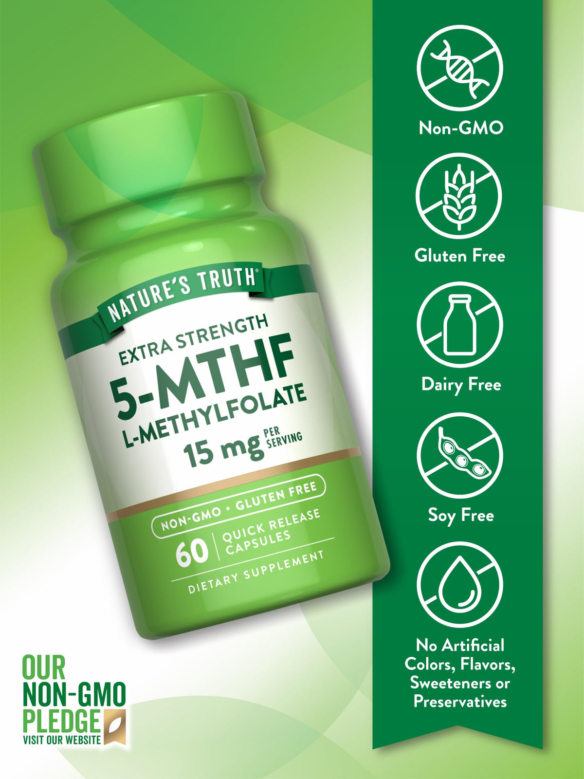 Nature's Truth L-Methylfolate 15mg - 60 Capsules - image 3