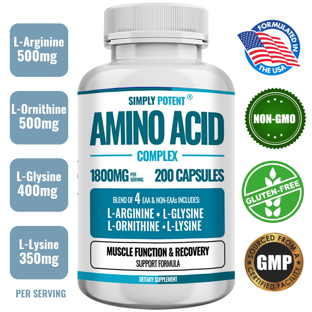 Simply Potent Amino Acid Complex 1800mg - 200 Capsules - image 3