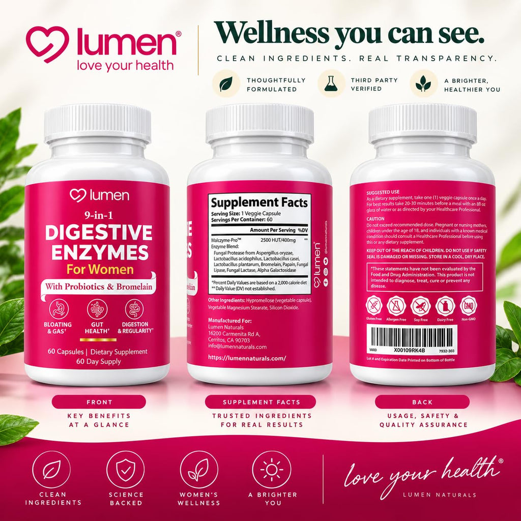Lumen Naturals Digestive Enzymes for Women - 60 Capsules - image 8