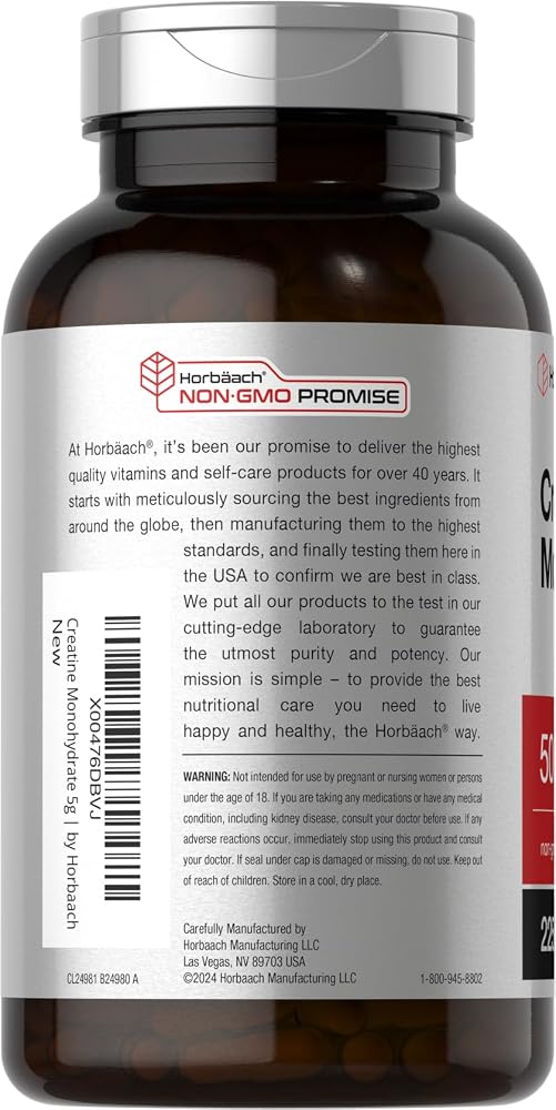 Horbäach Creatine Monohydrate 5g - 225 Capsules - image 3