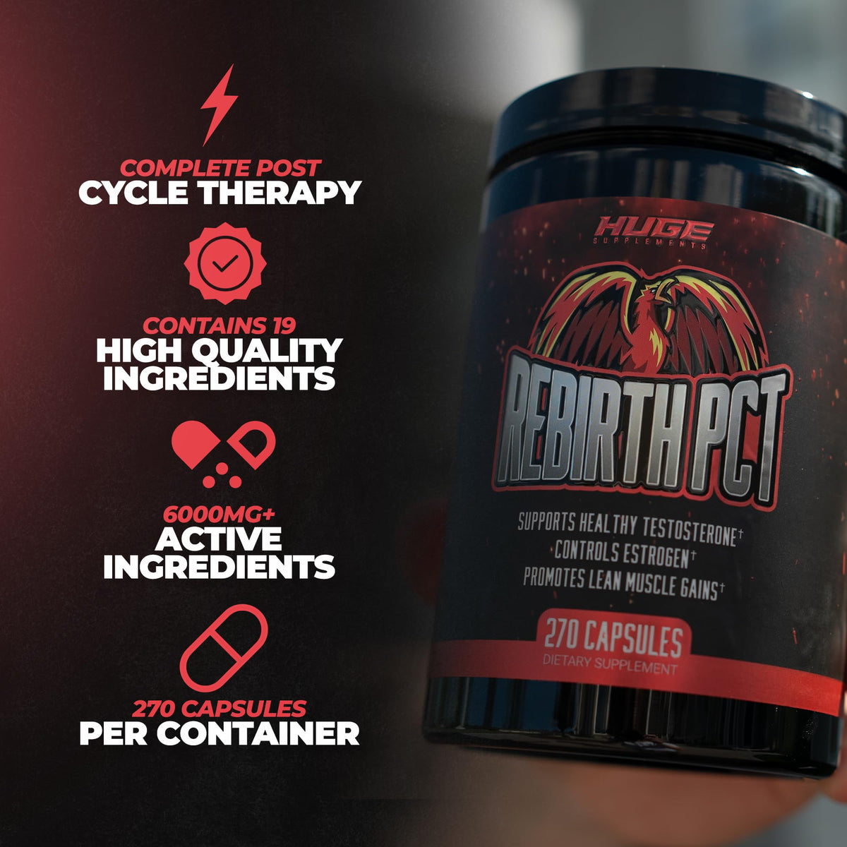 Huge Supplements Rebirth PCT Post Cycle Therapy - 270 Capsules - image 5