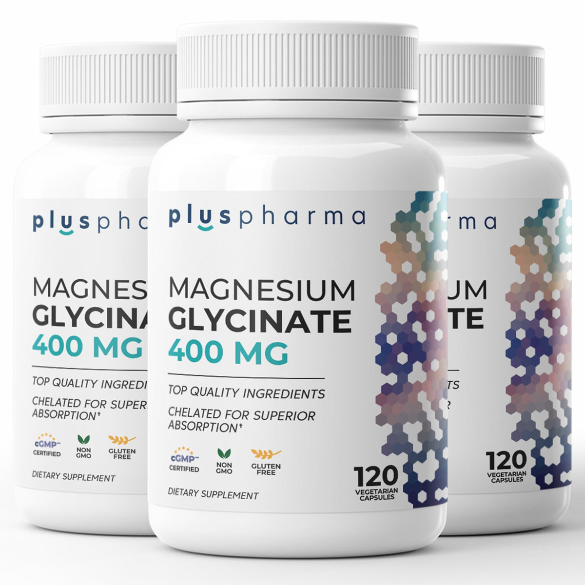 PlusPharma Magnesium Glycinate 400mg - 120 Vegetarian Capsules