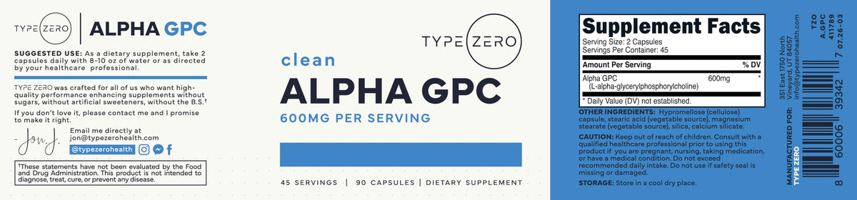 Type Zero Alpha GPC Choline Supplement 600mg - 90 Capsules - image 5