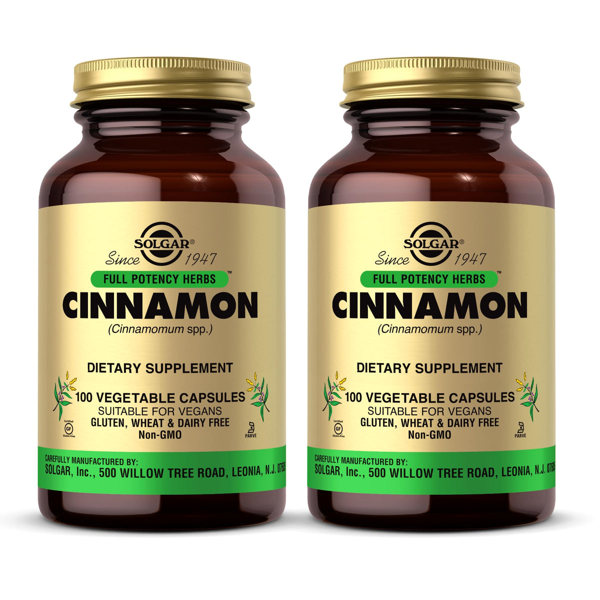 Solgar Cinnamon - 100 Vegetable Capsules, Pack of 2