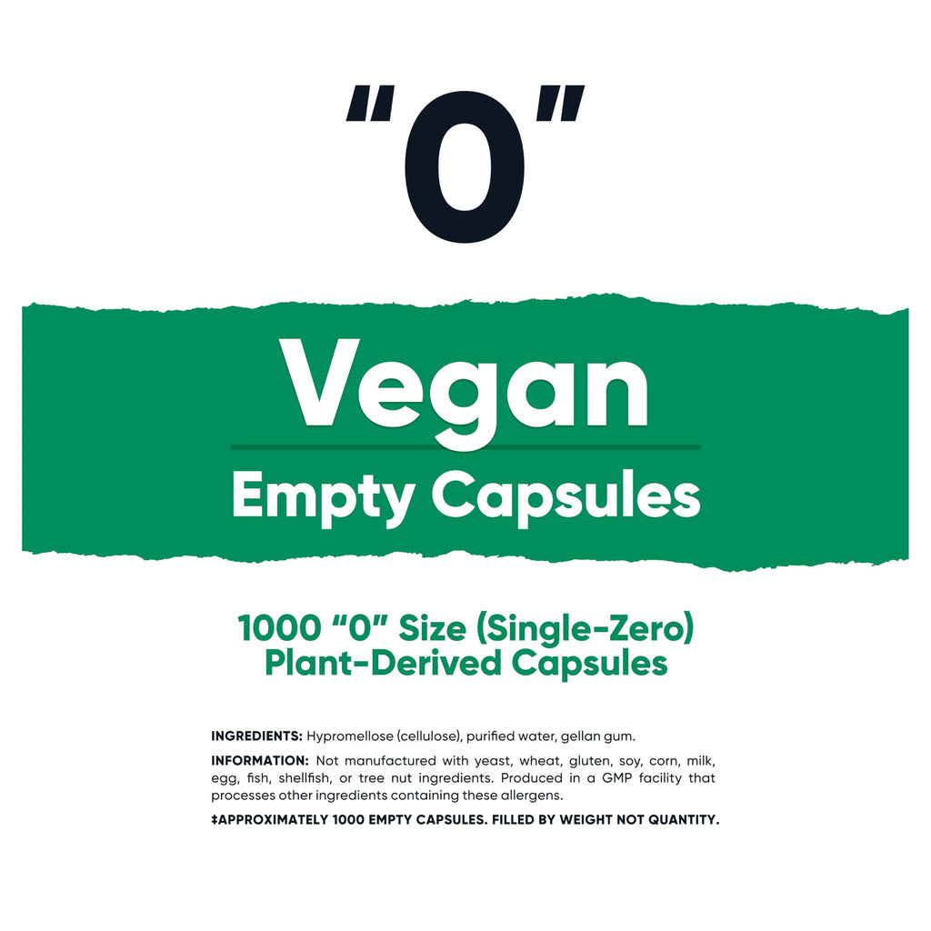 Nutricost Empty Capsules Size 0 Vegan - 1,000 Plant-Based - image 2