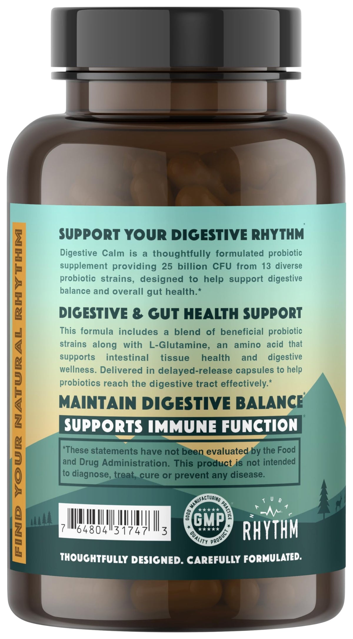 Natural Rhythm Digestive Calm Probiotic + L-Glutamine - 60 Capsules - image 5