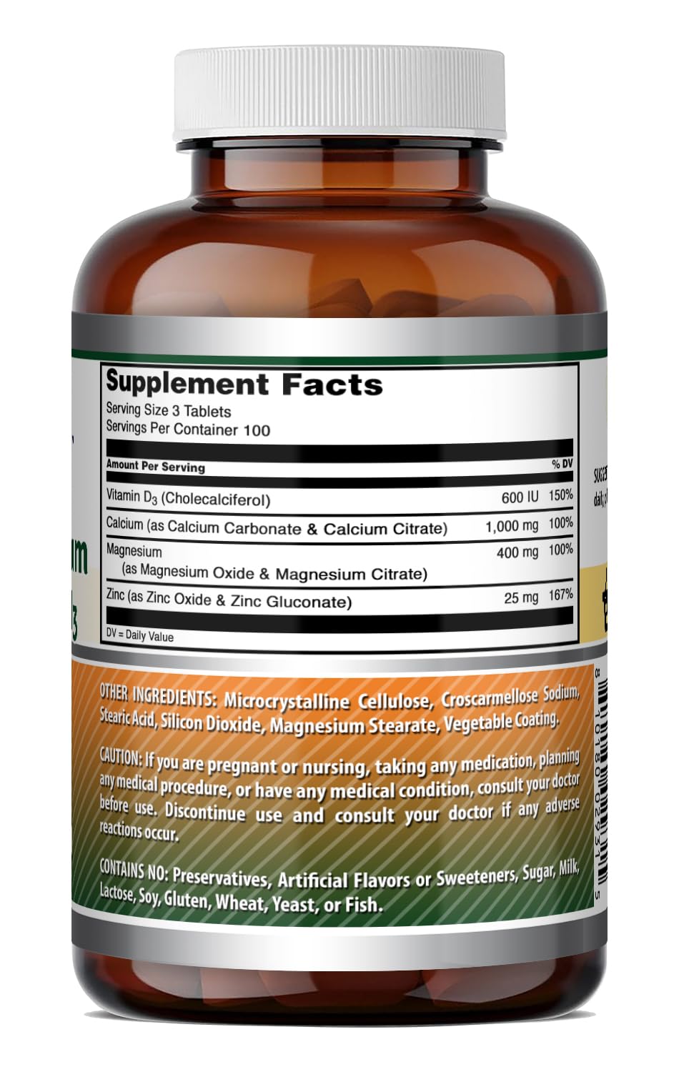 Amazing Formulas Calcium Magnesium Zinc with Vitamin D3 Supplement