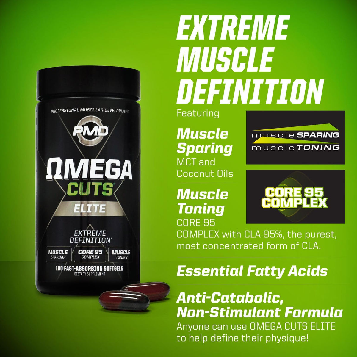 PMD Sports Omega Cuts Elite CLA Fat Loss Formula - 180 Softgels - image 7