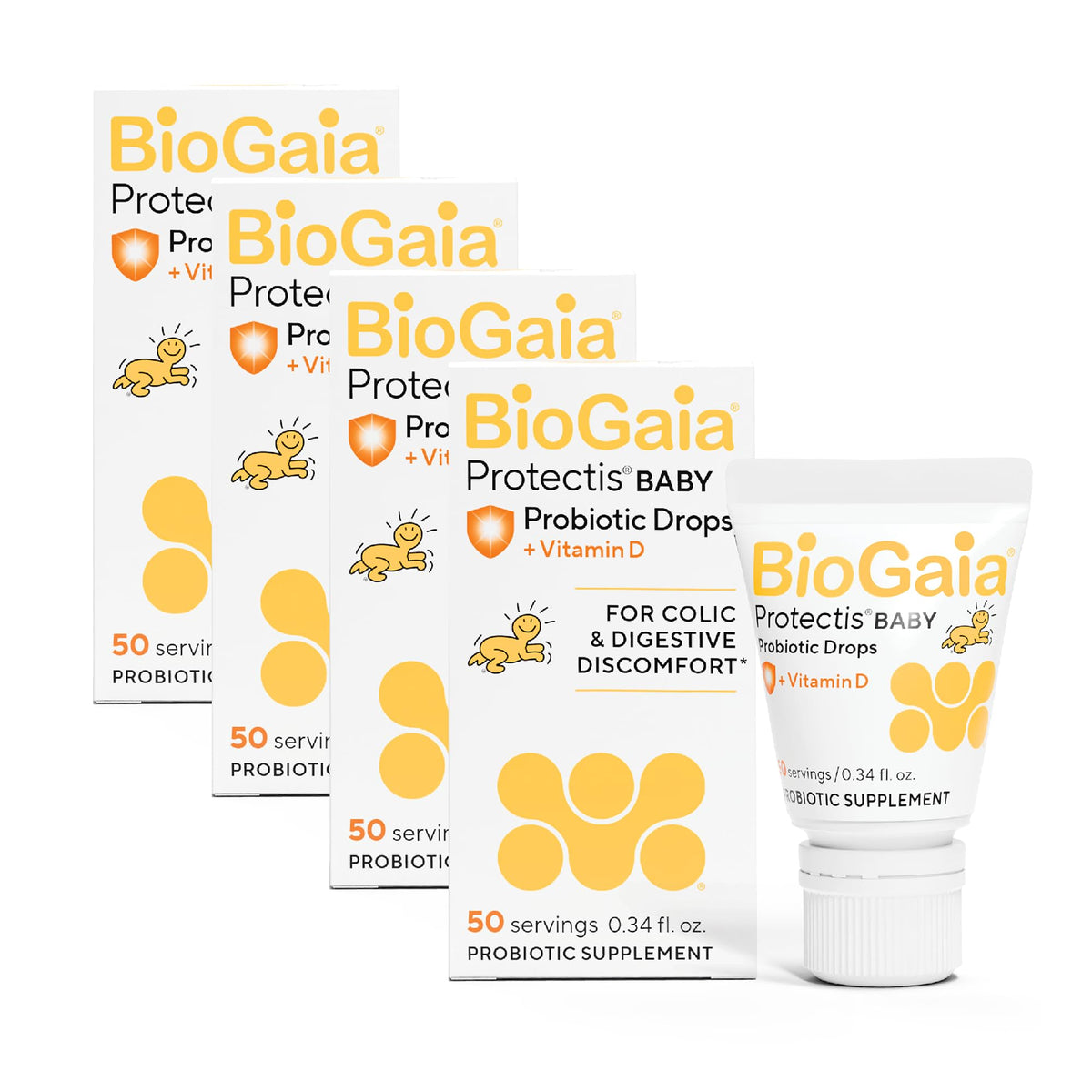 BioGaia Baby Probiotic Drops with Vitamin D - Pack of 4