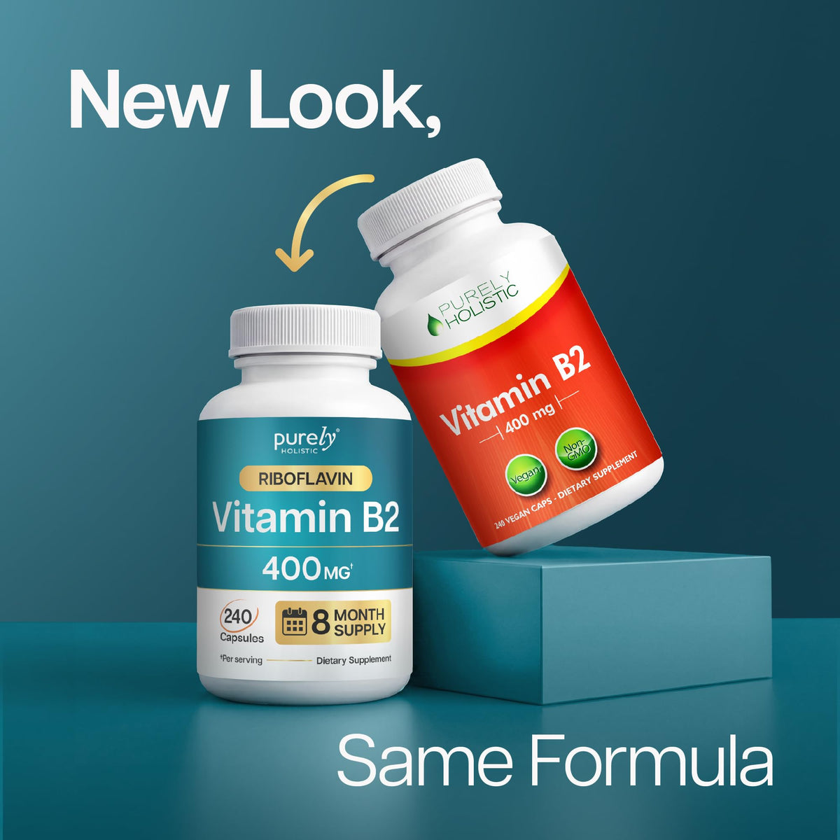 Purely Holistic Vitamin B2 Riboflavin 400mg Energy Support - 240 Capsules - image 3