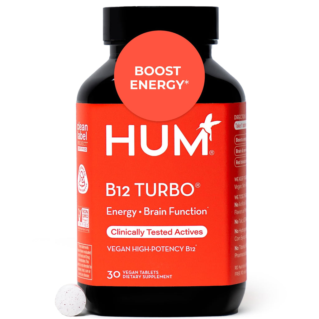 HUM B12 Turbo High Potency Vitamin B12 Daily Energy Support - 30 Tablets