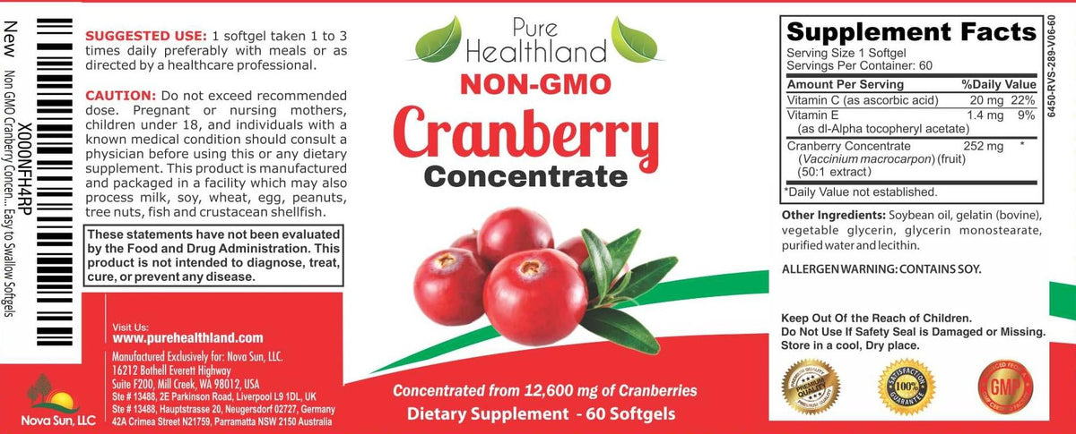 Pure Healthland Cranberry Concentrate 252mg - 60 Softgels - image 4