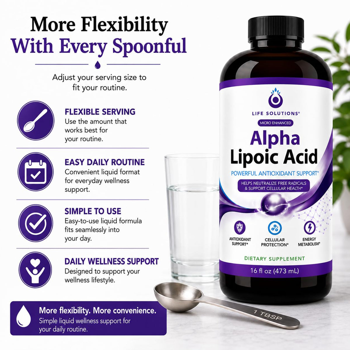 Life Solutions Liquid Alpha Lipoic Acid 50 mg Antioxidant Support - 16 fl oz - image 6