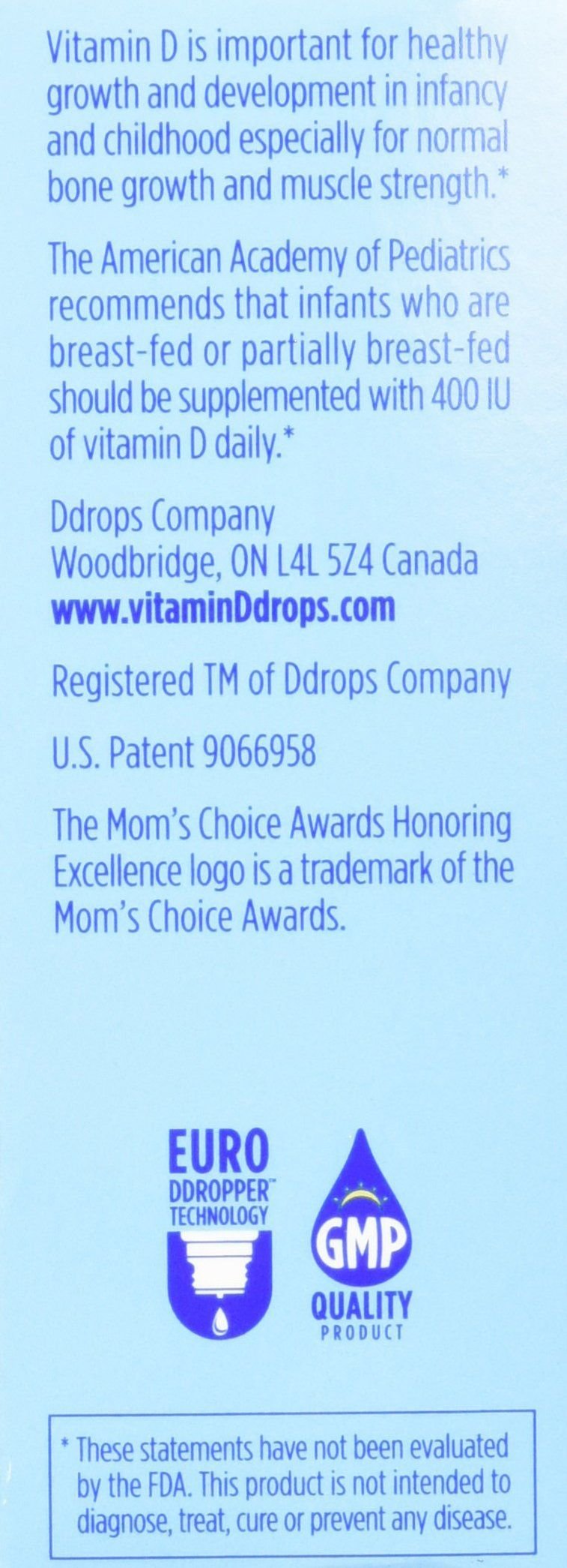 Ddrops Liquid Vitamin D3 400 IU Drops for Infants - 180 Drops - image 3