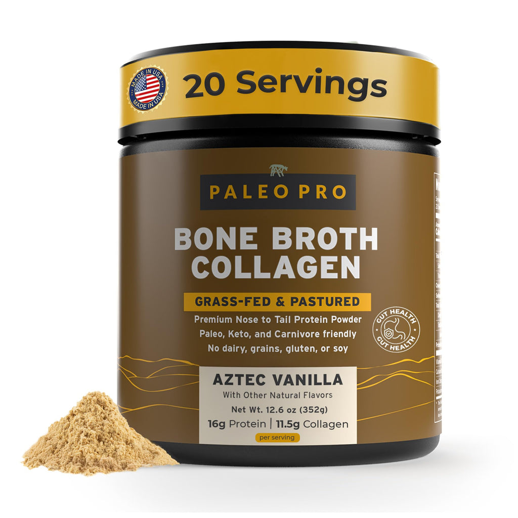 Paleo Pro Grass Fed Bone Broth Collagen Powder Vanilla - 12.6 oz