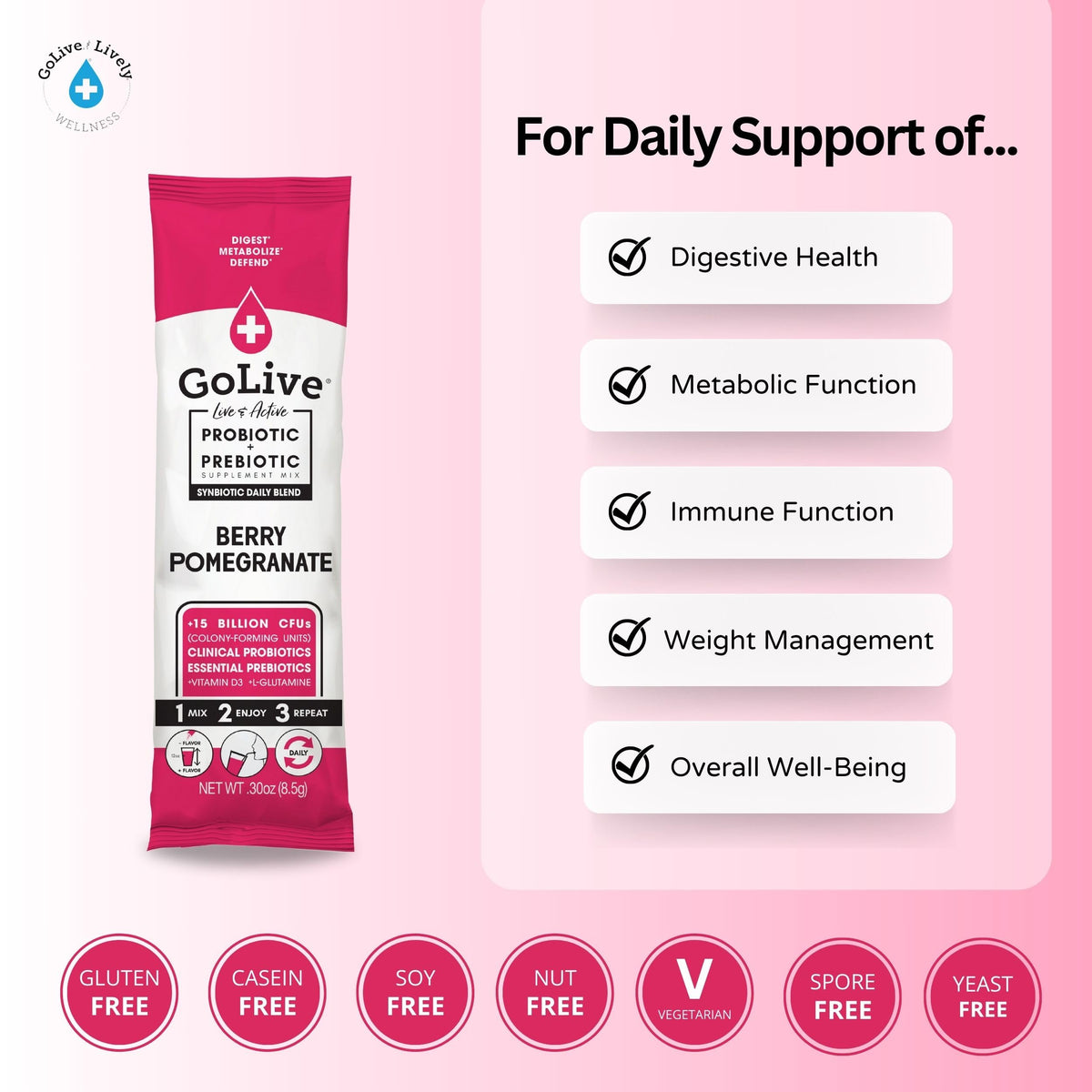 GoLive Prebiotic & Probiotic Powder - Daily Synbiotic
