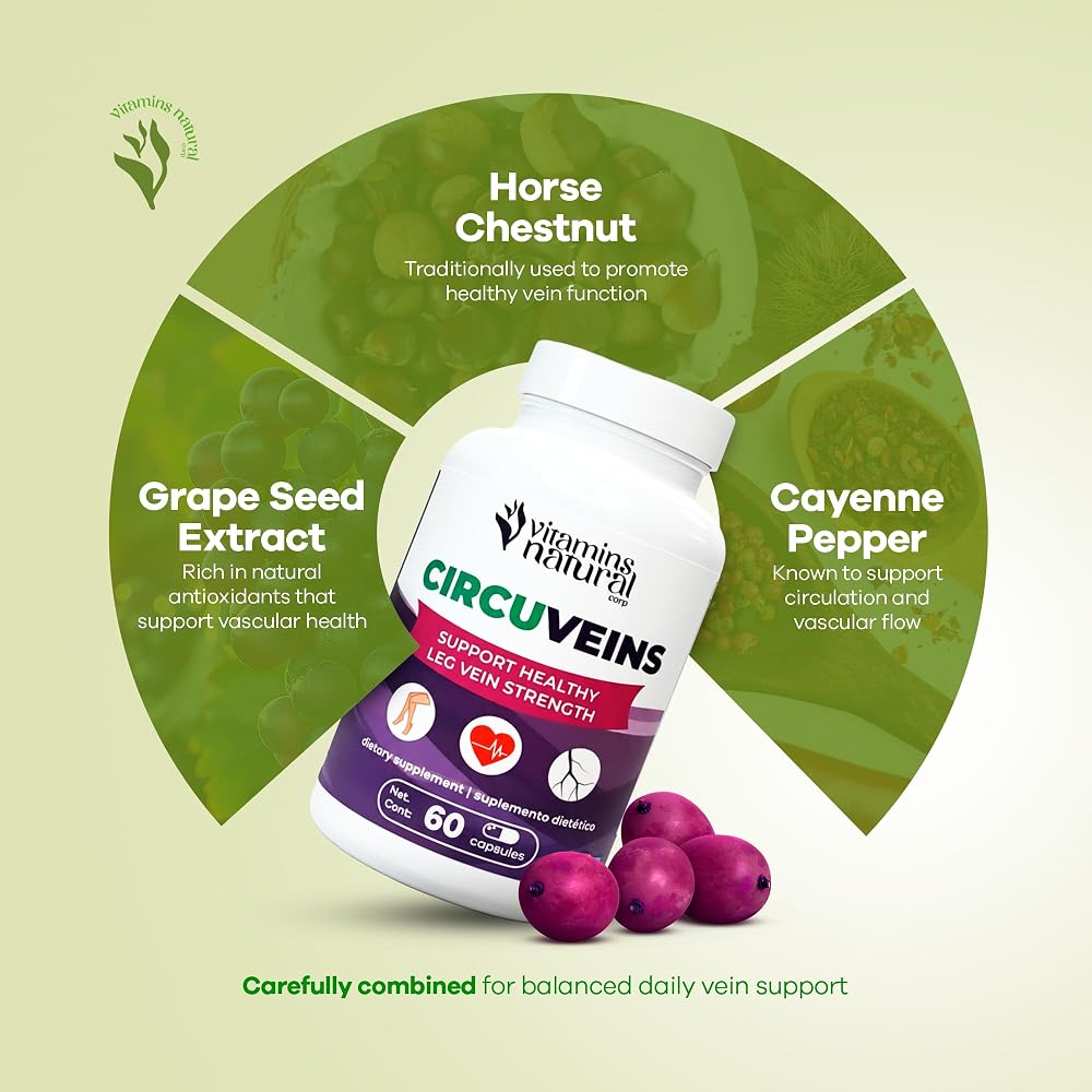 VITAMINS NATURAL CORP CircuVeins Leg and Vein Support - 60 Capsules - image 3