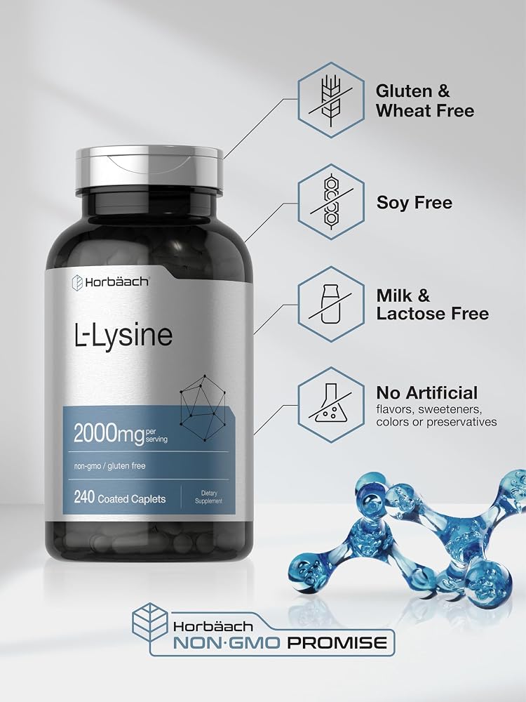 Horbäach L-Lysine Supplement 2000mg - 240 Caplets - image 5
