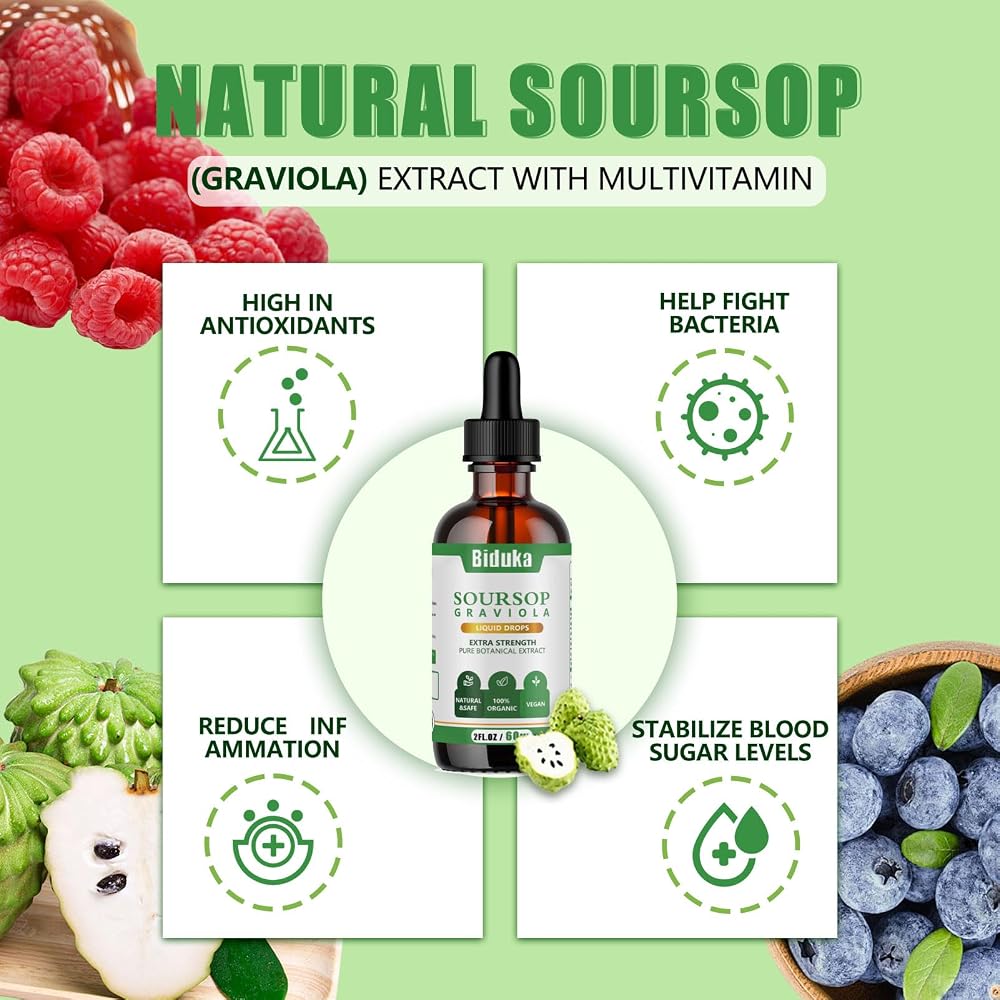 Biduka Soursop Graviola Liquid Drops with Ashwagandha - 2 Fl Oz - image 4