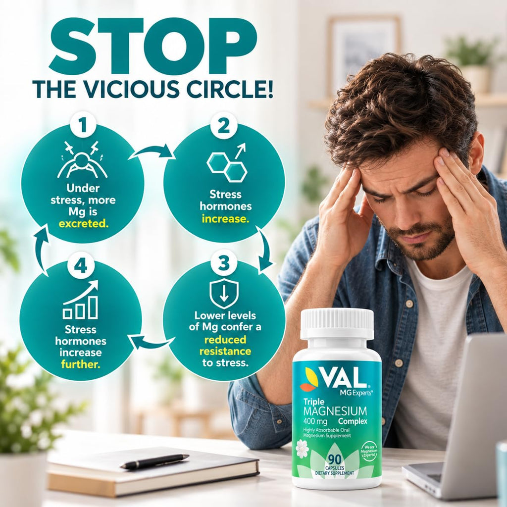 VAL Triple Magnesium Complex 400mg for Sleep & Relaxation - 90 Capsules - image 4