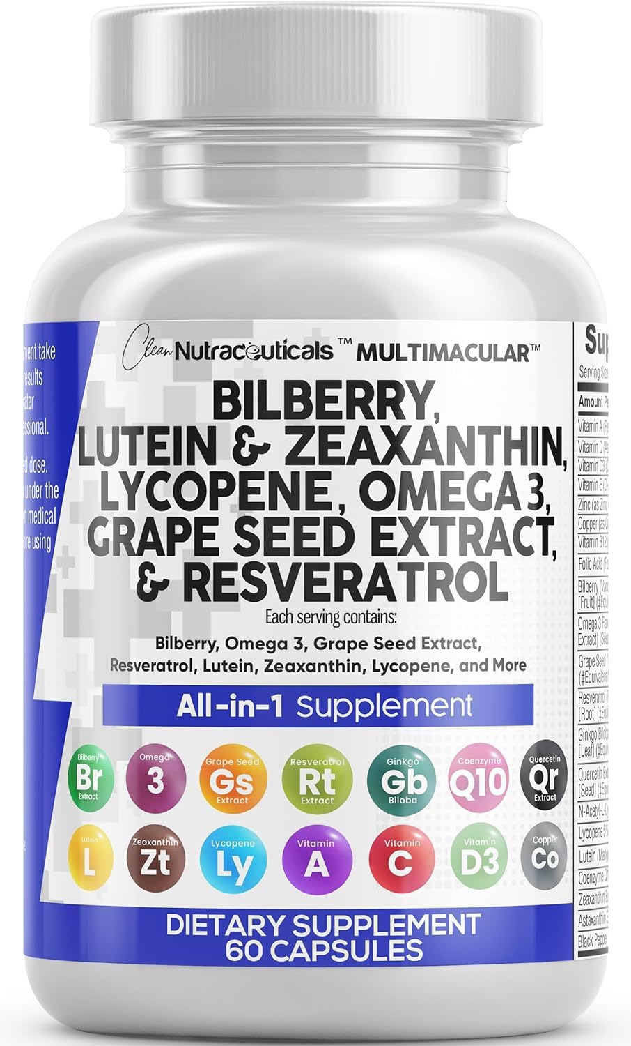 Clean Nutraceuticals Eye Vitamins with Lutein - 60 Capsules