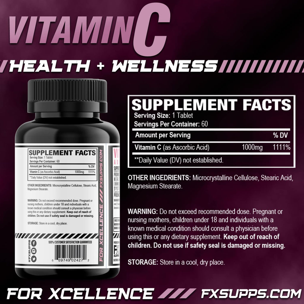 FXSUPPS Vitamin C 1000 mg Immune Support - 60 Capsules - image 2