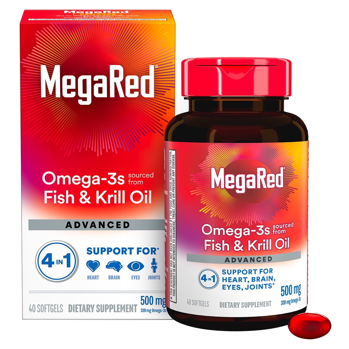 MegaRed Advanced 4in1 Omega-3 Fish & Krill Oil 500mg - 40 Softgels - image 2