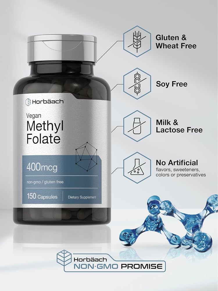 Horbäach Methyl Folate 400 mcg - 150 Vegetarian Capsules - image 5