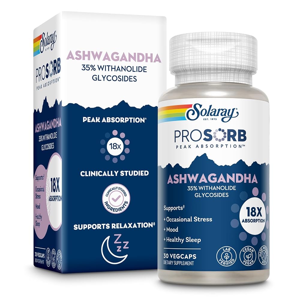 SOLARAY Ashwagandha Capsules 18X Absorption - Ashwagandha Root