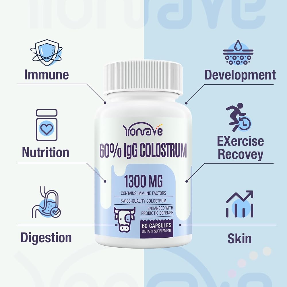 Yonrave Bovine Colostrum Capsules Supplement 1300mg