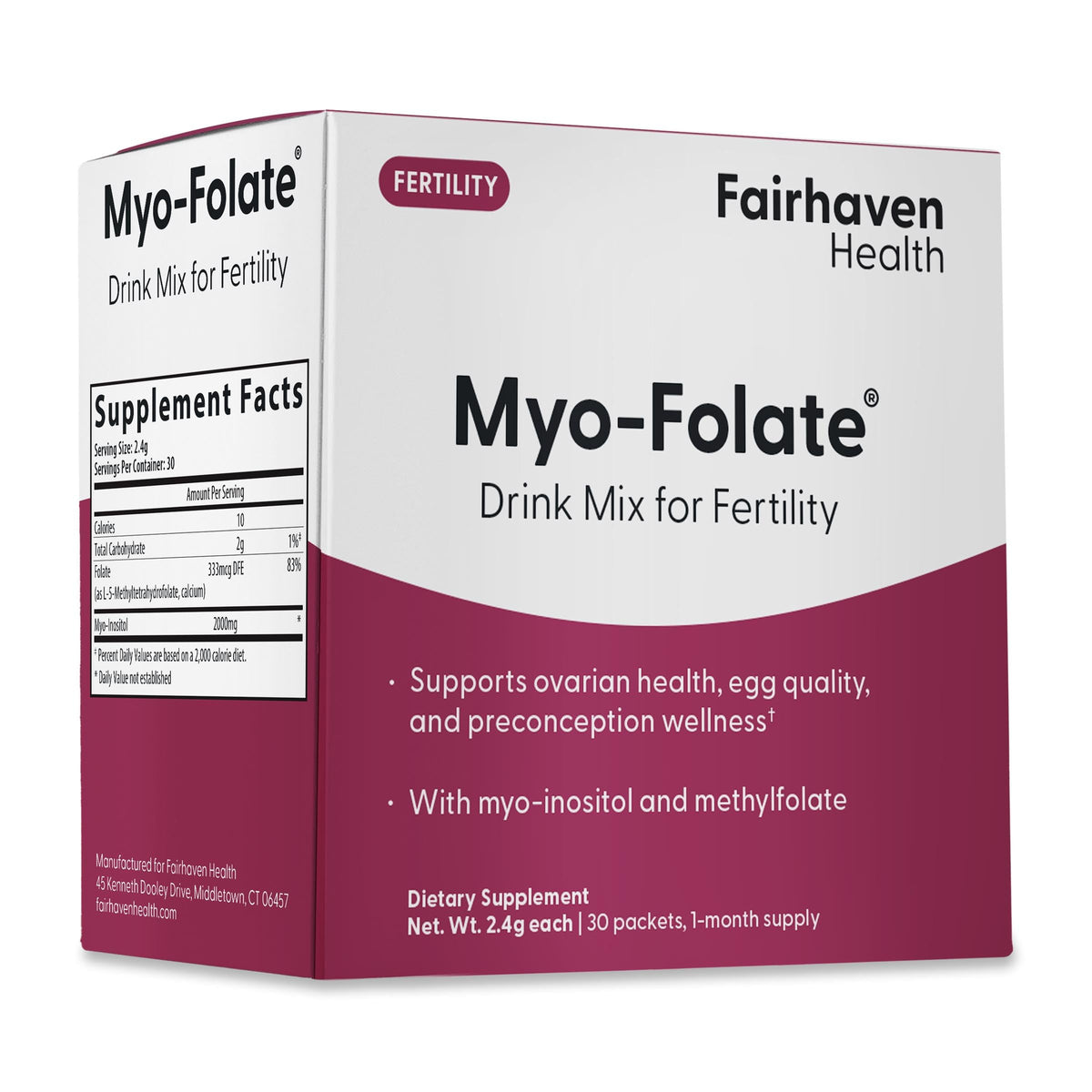 Fairhaven Health Folate and Myo Inositol Powder for Women - 30 Stick Packs