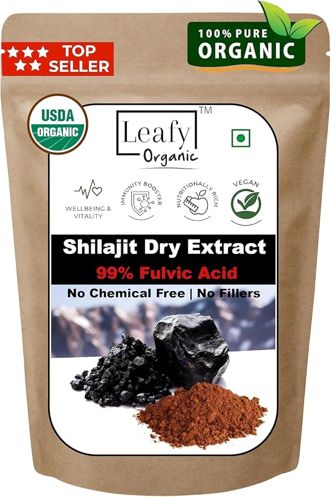 Leafy Organic Shilajit Powder Extract 99% Fulvic Acid - 100g