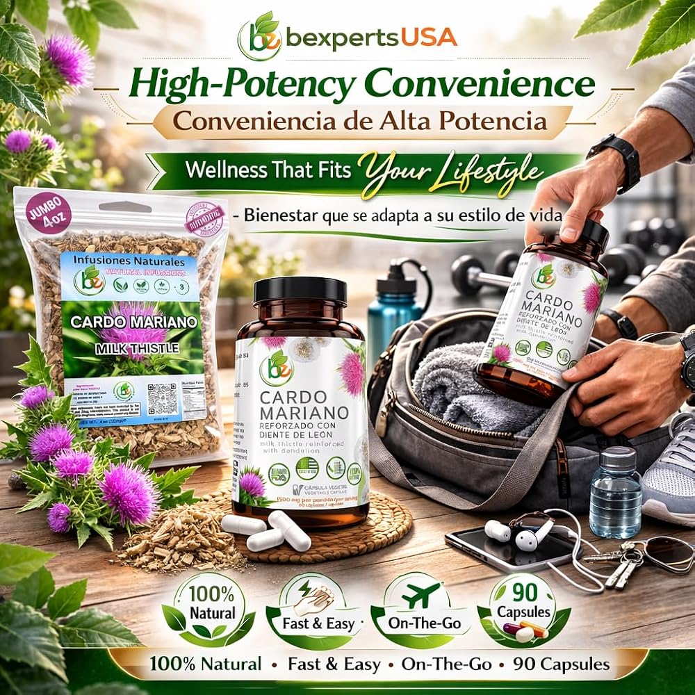 B-Experts Cardo Mariano Milk Thistle Tea & Capsules - 4oz + 60 Count - image 5