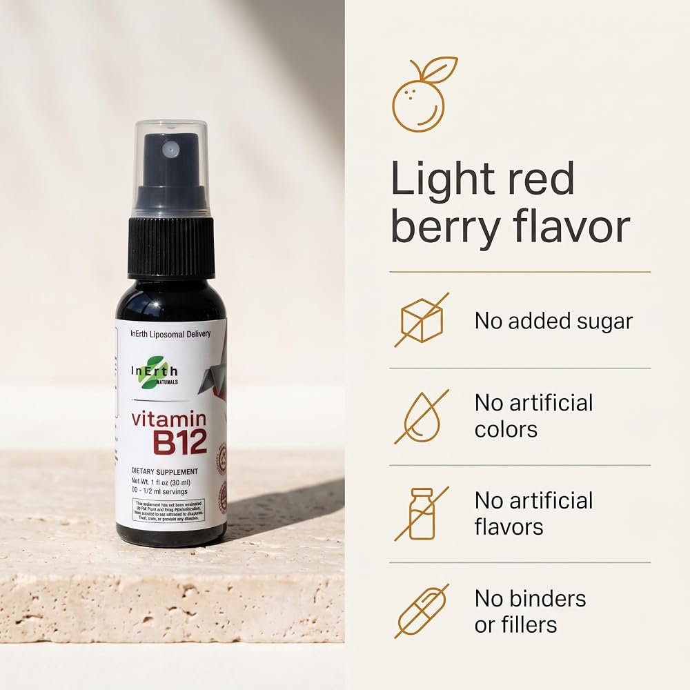Inerth Naturals Liposomal B12 Spray 1000 mcg - 60 Day Supply - image 5