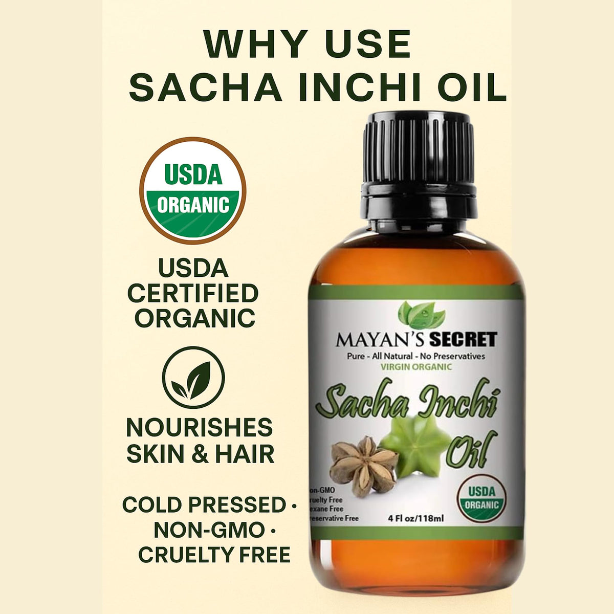 Mayan's Secret Sacha Inchi Oil USDA Organic Omega 3-6-9 - 4 Fl Oz - image 5