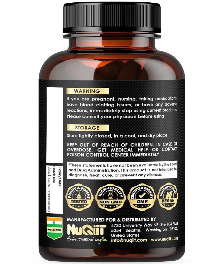NUQIIT 1000mg Magnesium L-Threonate with Lions Mane, Shilajit Capsules