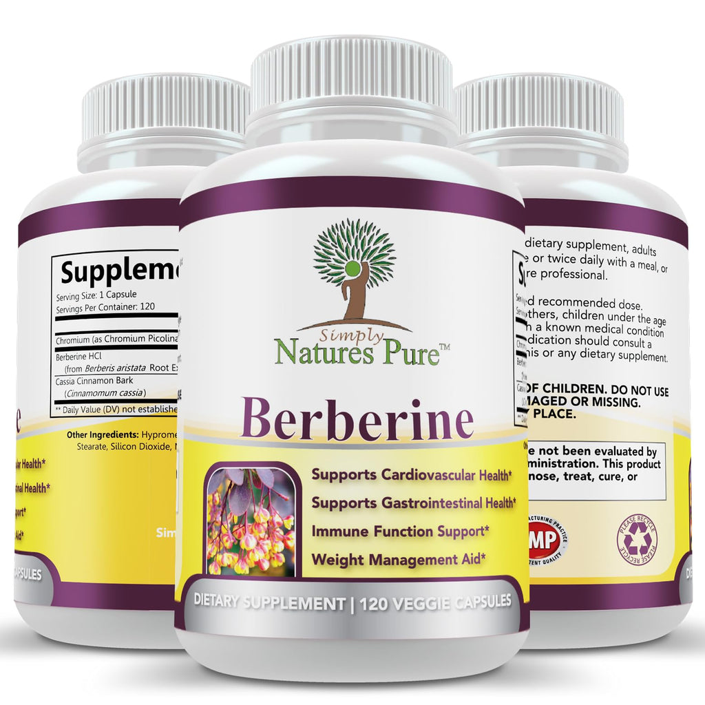 Simply Natures Pure Berberine HCl 500mg - 120 Capsules - image 4