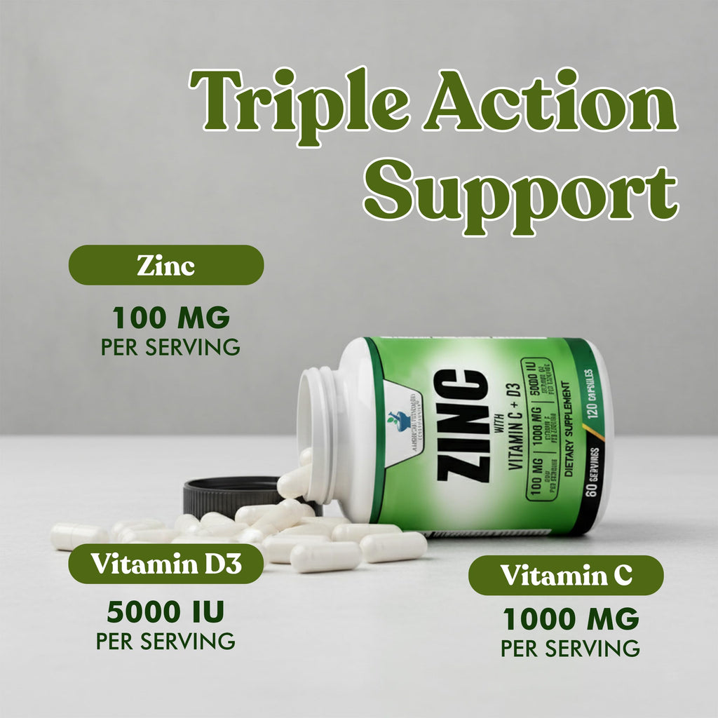 American Standard Supplements Zinc 100mg Vitamin C 1000mg - 120 Capsules - image 3
