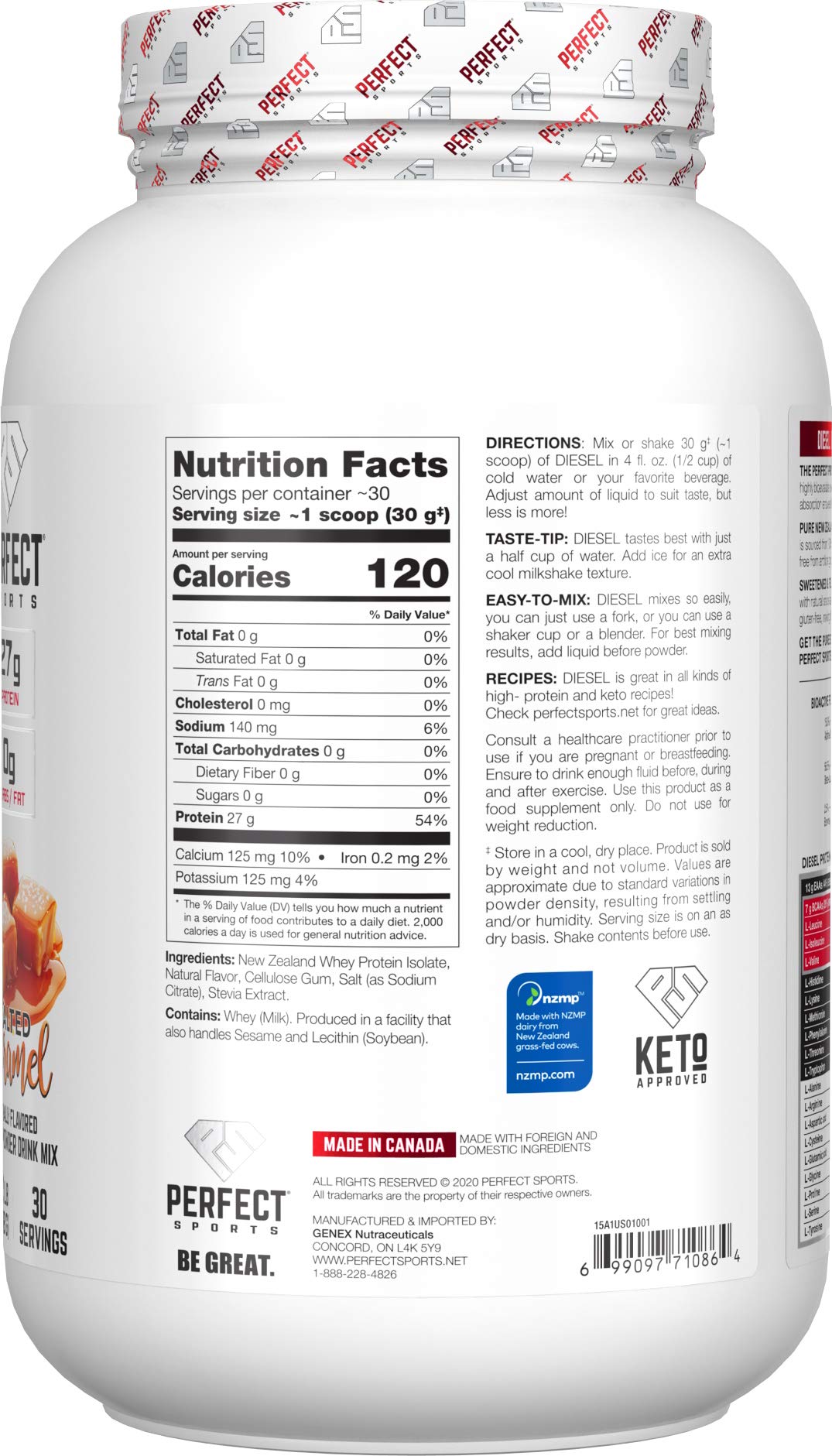 PERFECT SPORTS Diesel 100% New Zealand Whey Isolate - 2 lb - image 2