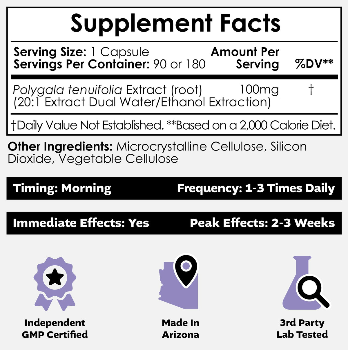 Nootropics Depot Polygala tenuifolia 20:1 Extract 100mg Capsules