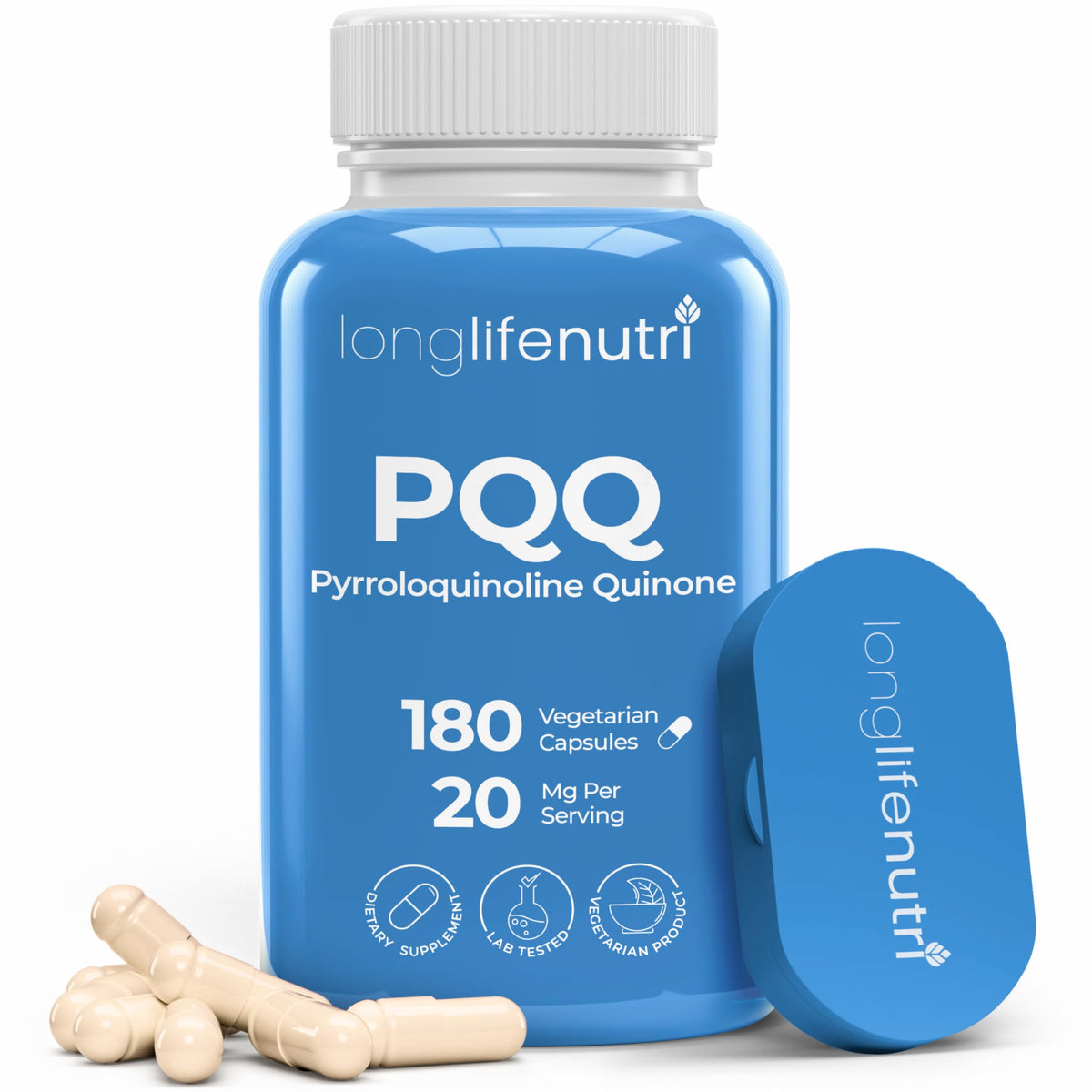 LongLifeNutri PQQ 20mg Energy & Mental Performance - 180 Vegetarian Capsules