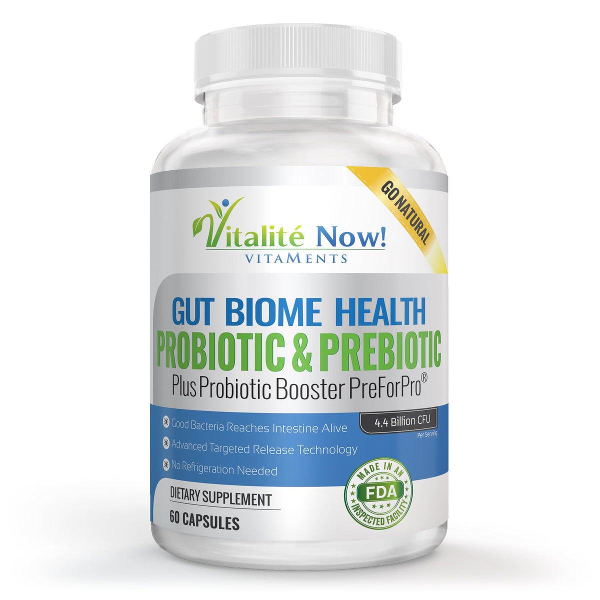 Vitalité Now! Probiotic plus Prebiotic 4.4 Bn CFU Bacillus Subtilis