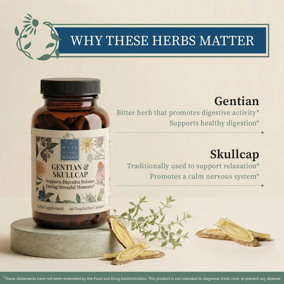Wise Woman Herbals Gentian & Skullcap Digestive Support - 90 Capsules - image 4