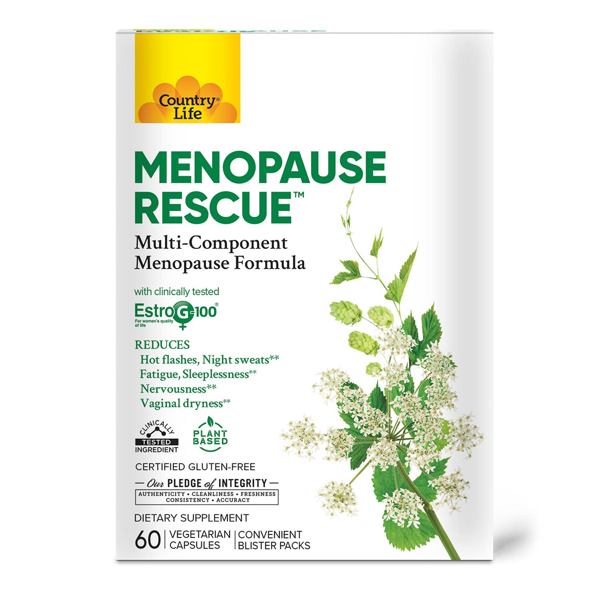 Country Life Menopause Rescue Multi-Component Formula - 60 Vegetarian Capsules