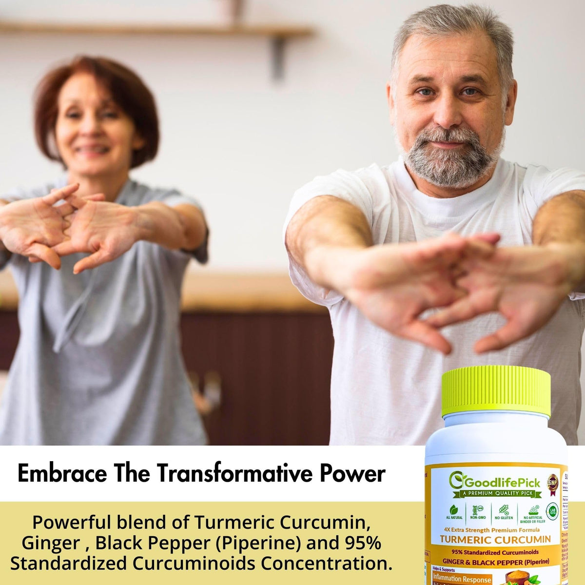 GoodlifePick Premium Turmeric Curcumin Capsules with Ginger & Black
