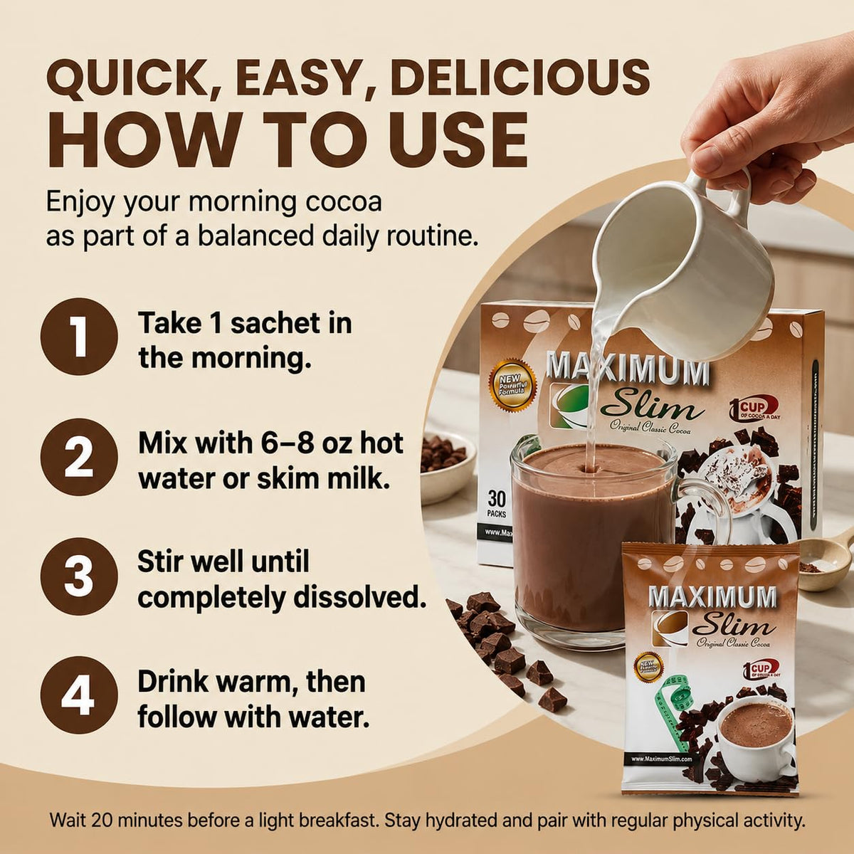 Maximum Slim Premium Instant Cocoa - 30 Packets - image 4